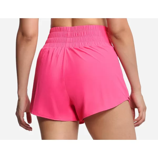 THE GYM PEOPLE Womens Athletic Shorts Elastic Waisted Quick Dry Ruffle Tennis Workout Skorts with Mesh Liner Zip PocketsBright Pink