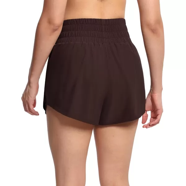 THE GYM PEOPLE Womens Athletic Shorts Elastic Waisted Quick Dry Ruffle Tennis Workout Skorts with Mesh Liner Zip PocketsBrown