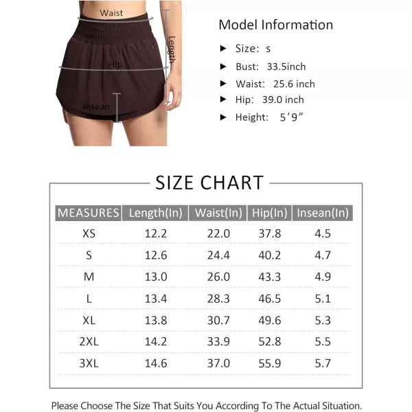 THE GYM PEOPLE Womens Athletic Shorts Elastic Waisted Quick Dry Ruffle Tennis Workout Skorts with Mesh Liner Zip PocketsBrown