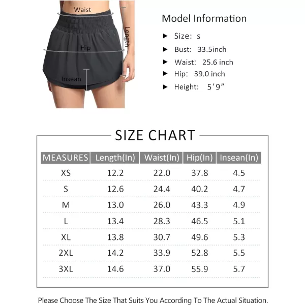 THE GYM PEOPLE Womens Athletic Shorts Elastic Waisted Quick Dry Ruffle Tennis Workout Skorts with Mesh Liner Zip PocketsDark Grey