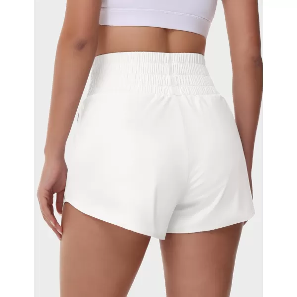 THE GYM PEOPLE Womens Athletic Shorts Elastic Waisted Quick Dry Ruffle Tennis Workout Skorts with Mesh Liner Zip PocketsWhite