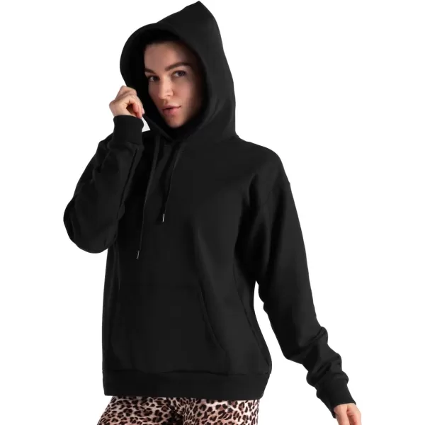 THE GYM PEOPLE Womens Basic Pullover Hoodie Loose fit Ultra Soft Fleece hooded Sweatshirt With PocketsBlack