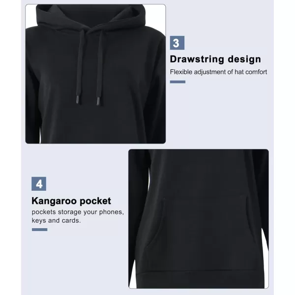 THE GYM PEOPLE Womens Basic Pullover Hoodie Loose fit Ultra Soft Fleece hooded Sweatshirt With PocketsBlack