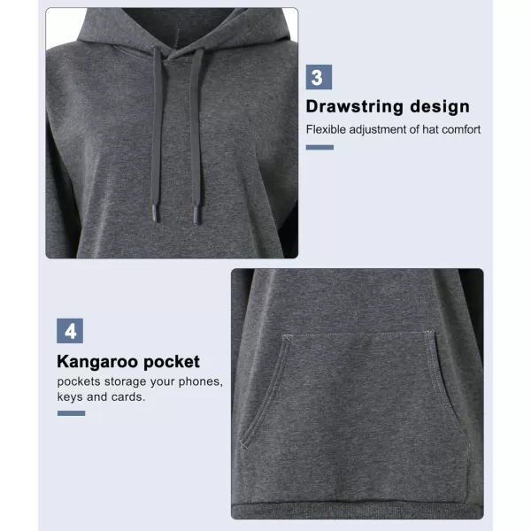 THE GYM PEOPLE Womens Basic Pullover Hoodie Loose fit Ultra Soft Fleece hooded Sweatshirt With PocketsFleece Lineddark Grey