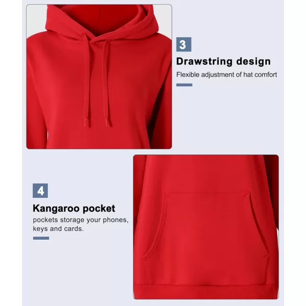 THE GYM PEOPLE Womens Basic Pullover Hoodie Loose fit Ultra Soft Fleece hooded Sweatshirt With PocketsFleece Linedred