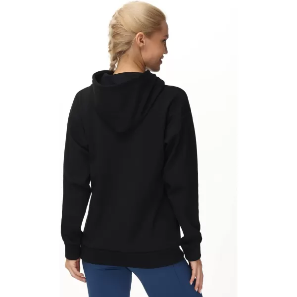 THE GYM PEOPLE Womens Basic Pullover Hoodie Loose fit Ultra Soft Fleece hooded Sweatshirt With PocketsSanta Print Black