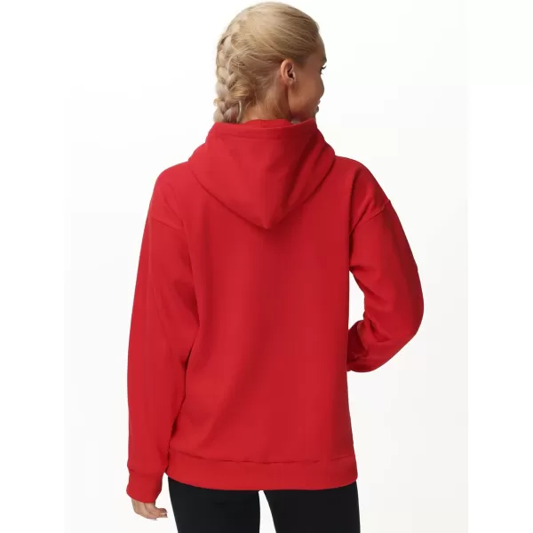 THE GYM PEOPLE Womens Basic Pullover Hoodie Loose fit Ultra Soft Fleece hooded Sweatshirt With PocketsSanta Print Red
