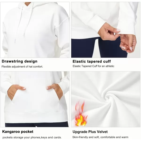 THE GYM PEOPLE Womens Basic Pullover Hoodie Loose fit Ultra Soft Fleece hooded Sweatshirt With PocketsWhite