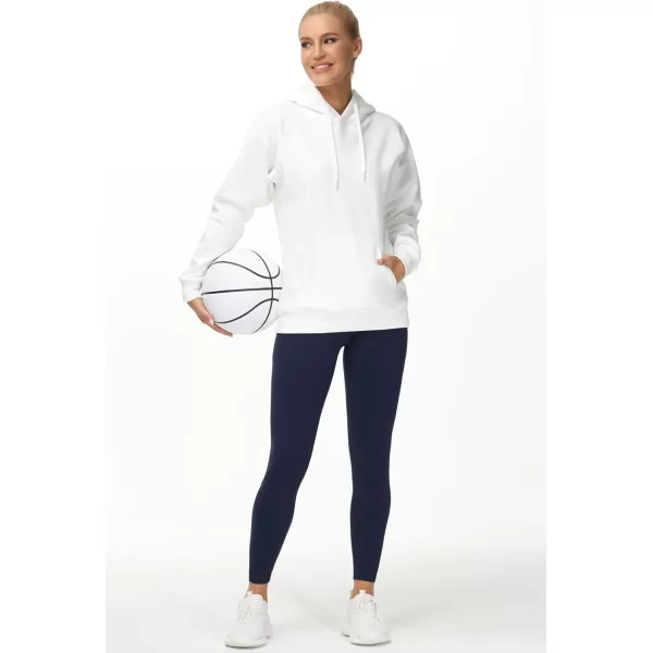 THE GYM PEOPLE Womens Basic Pullover Hoodie Loose fit Ultra Soft Fleece hooded Sweatshirt With PocketsWhite