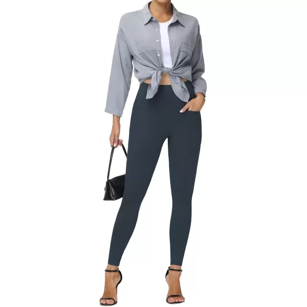 THE GYM PEOPLE Womens Casual Yoga Leggings High Waisted Tummy Control Workout Pants with 4 PocketsCharcoal Grey