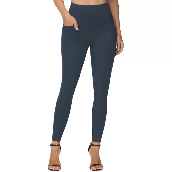 THE GYM PEOPLE Womens Casual Yoga Leggings High Waisted Tummy Control Workout Pants with 4 PocketsCharcoal Grey