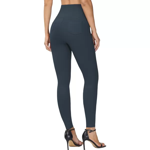 THE GYM PEOPLE Womens Casual Yoga Leggings High Waisted Tummy Control Workout Pants with 4 PocketsCharcoal Grey