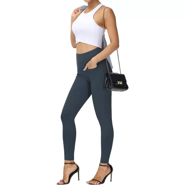 THE GYM PEOPLE Womens Casual Yoga Leggings High Waisted Tummy Control Workout Pants with 4 PocketsCharcoal Grey