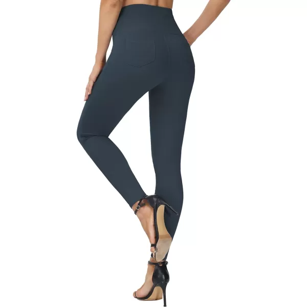 THE GYM PEOPLE Womens Casual Yoga Leggings High Waisted Tummy Control Workout Pants with 4 PocketsCharcoal Grey