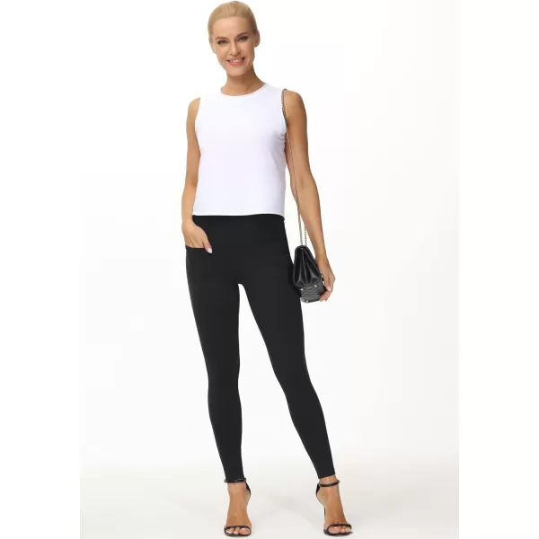 THE GYM PEOPLE Womens Casual Yoga Leggings High Waisted Tummy Control Workout Pants with 4 PocketsFleece Black
