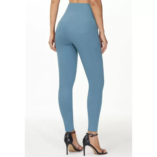 THE GYM PEOPLE Womens Casual Yoga Leggings High Waisted Tummy Control Workout Pants with 4 PocketsGrey Blue