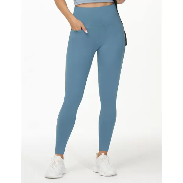 THE GYM PEOPLE Womens Casual Yoga Leggings High Waisted Tummy Control Workout Pants with 4 PocketsGrey Blue