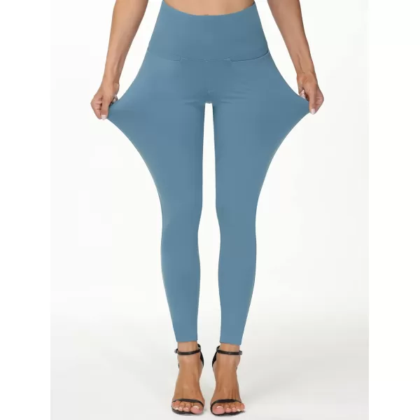 THE GYM PEOPLE Womens Casual Yoga Leggings High Waisted Tummy Control Workout Pants with 4 PocketsGrey Blue