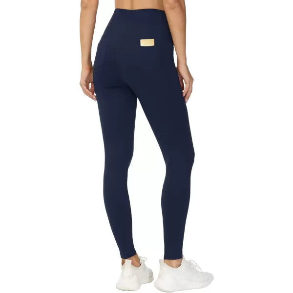 THE GYM PEOPLE Womens Casual Yoga Leggings High Waisted Tummy Control Workout Pants with 4 PocketsNavy Blue