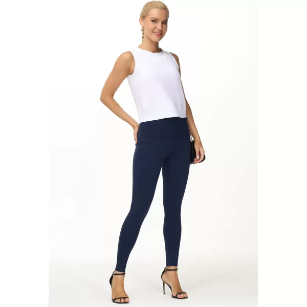 THE GYM PEOPLE Womens Casual Yoga Leggings High Waisted Tummy Control Workout Pants with 4 PocketsNavy Blue