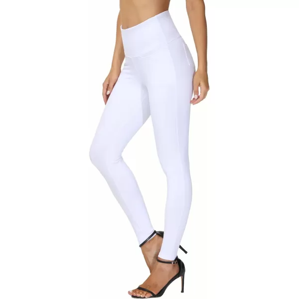 THE GYM PEOPLE Womens Casual Yoga Leggings High Waisted Tummy Control Workout Pants with 4 PocketsWhite