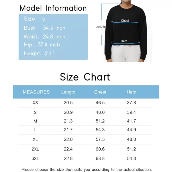 THE GYM PEOPLE Womens Crewneck Cropped Pullover Sweatshirt Cute Basic Long Sleeves Workout TopsBlack