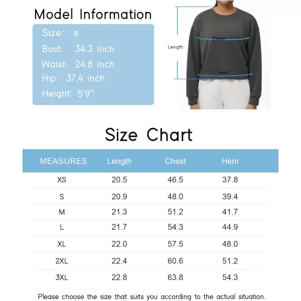 THE GYM PEOPLE Womens Crewneck Cropped Pullover Sweatshirt Cute Basic Long Sleeves Workout TopsGraphite Grey
