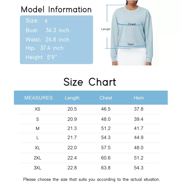 THE GYM PEOPLE Womens Crewneck Cropped Pullover Sweatshirt Cute Basic Long Sleeves Workout TopsLight Blue