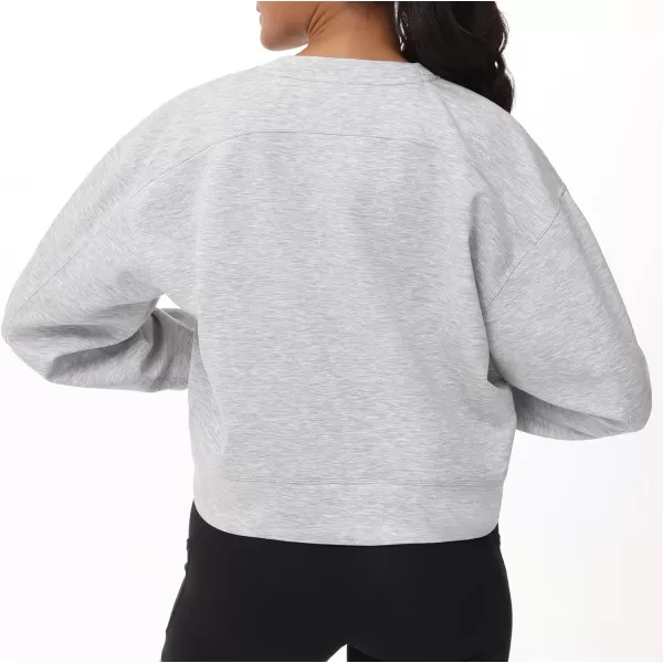 THE GYM PEOPLE Womens Crewneck Cropped Pullover Sweatshirt Cute Basic Long Sleeves Workout TopsLight Heather Grey