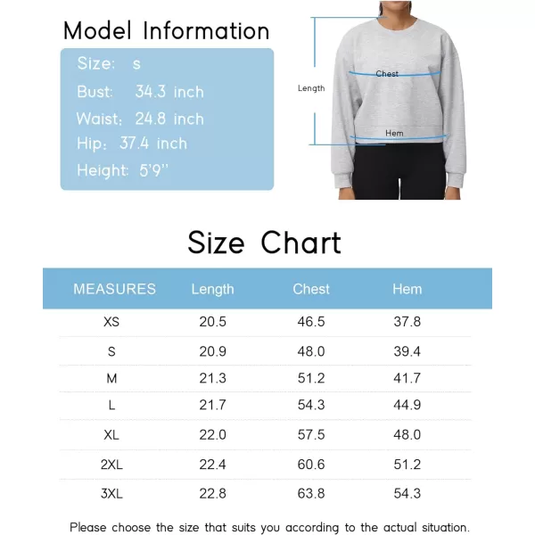 THE GYM PEOPLE Womens Crewneck Cropped Pullover Sweatshirt Cute Basic Long Sleeves Workout TopsLight Heather Grey