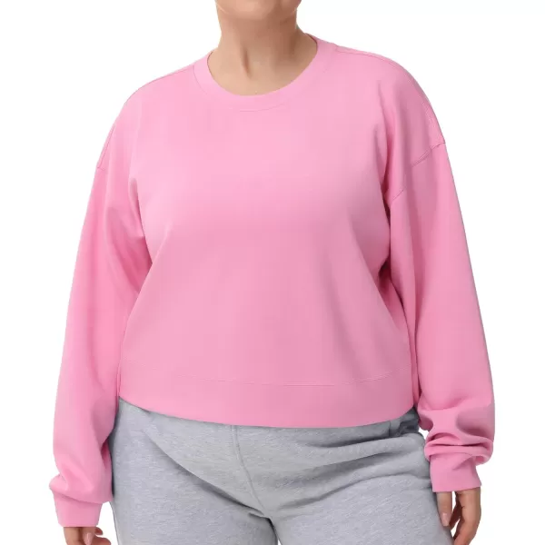 THE GYM PEOPLE Womens Crewneck Cropped Pullover Sweatshirt Cute Basic Long Sleeves Workout TopsPink