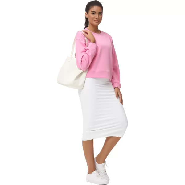 THE GYM PEOPLE Womens Crewneck Cropped Pullover Sweatshirt Cute Basic Long Sleeves Workout TopsPink