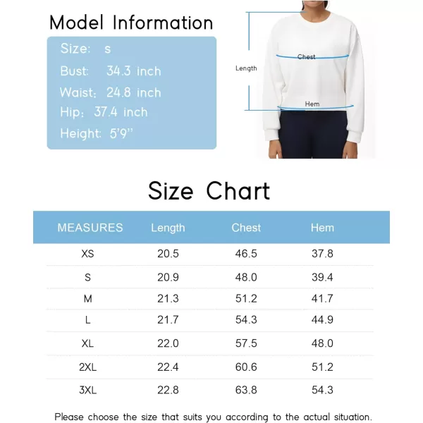 THE GYM PEOPLE Womens Crewneck Cropped Pullover Sweatshirt Cute Basic Long Sleeves Workout TopsWhite