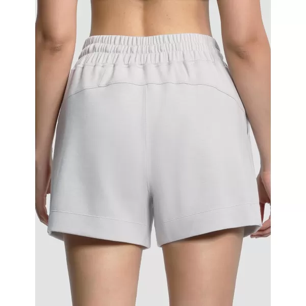 THE GYM PEOPLE Womens Drawstring Sweat Shorts High Waisted Summer Workout Lounge Shorts with PocketsBright Grey