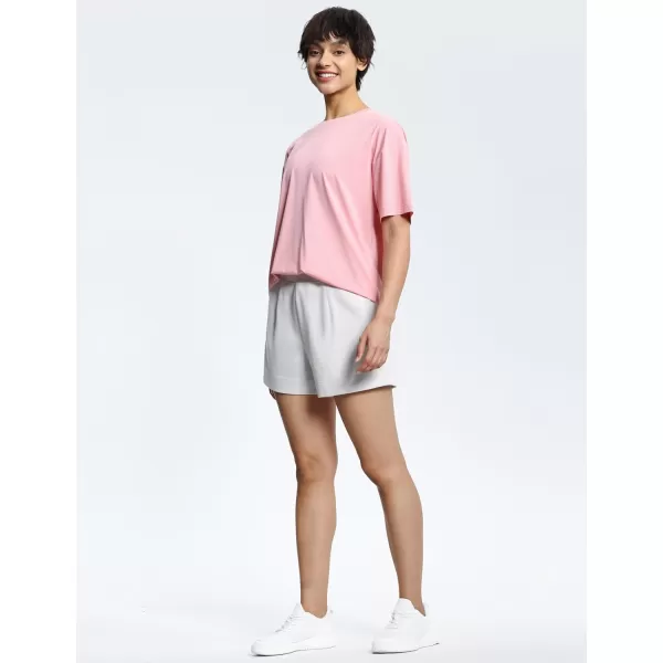 THE GYM PEOPLE Womens Drawstring Sweat Shorts High Waisted Summer Workout Lounge Shorts with PocketsBright Grey