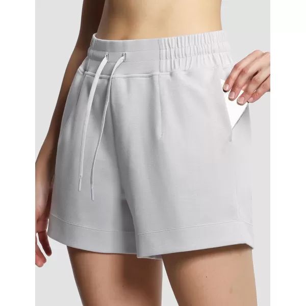 THE GYM PEOPLE Womens Drawstring Sweat Shorts High Waisted Summer Workout Lounge Shorts with PocketsBright Grey