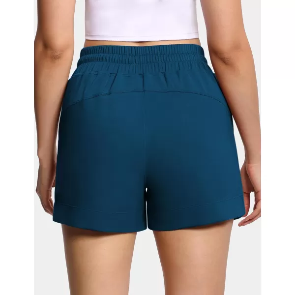 THE GYM PEOPLE Womens Drawstring Sweat Shorts High Waisted Summer Workout Lounge Shorts with PocketsDark Blue Green