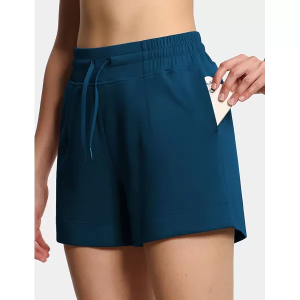 THE GYM PEOPLE Womens Drawstring Sweat Shorts High Waisted Summer Workout Lounge Shorts with PocketsDark Blue Green