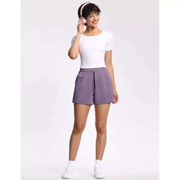 THE GYM PEOPLE Womens Drawstring Sweat Shorts High Waisted Summer Workout Lounge Shorts with PocketsGrey Purple