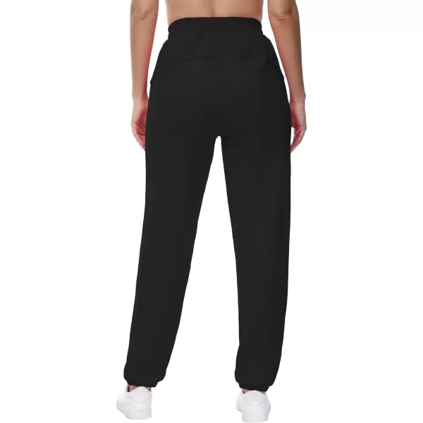 THE GYM PEOPLE Womens Fleece Sweatpants Warm Workout Joggers Pants with PocketsBlack