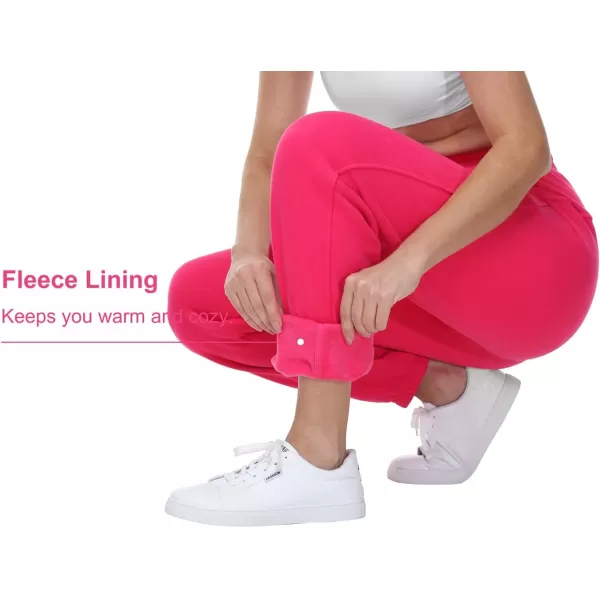 THE GYM PEOPLE Womens Fleece Sweatpants Warm Workout Joggers Pants with PocketsBright Pink