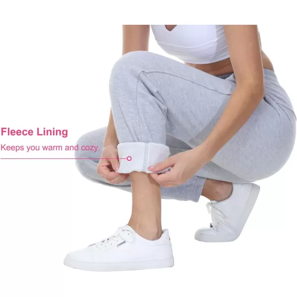 THE GYM PEOPLE Womens Fleece Sweatpants Warm Workout Joggers Pants with PocketsGrey