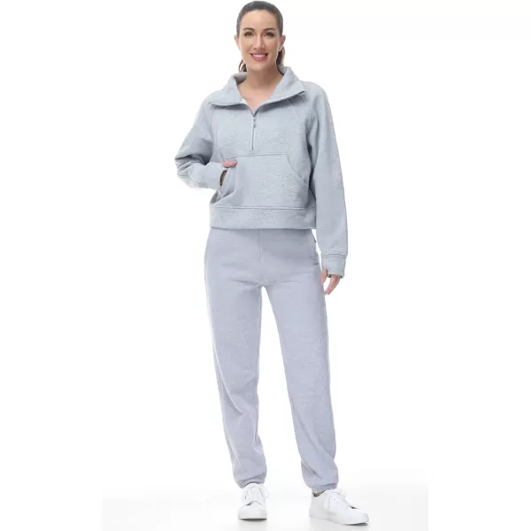 THE GYM PEOPLE Womens Fleece Sweatpants Warm Workout Joggers Pants with PocketsGrey