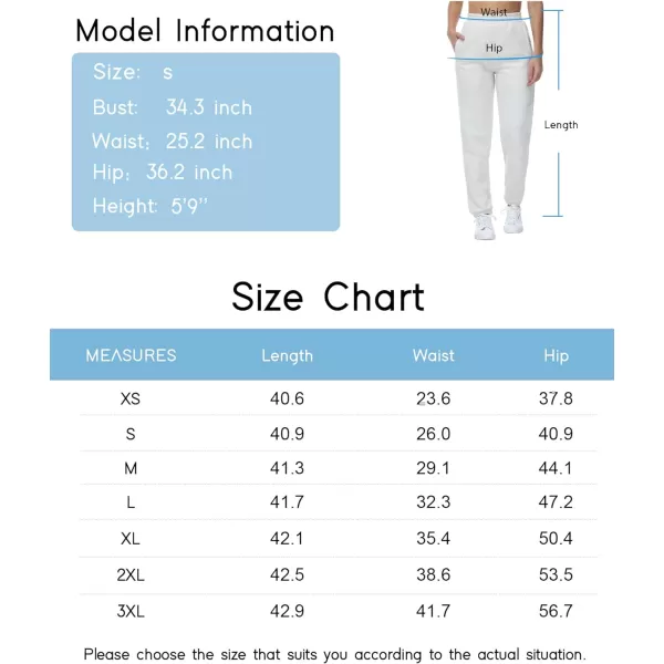 THE GYM PEOPLE Womens Fleece Sweatpants Warm Workout Joggers Pants with PocketsHeather White