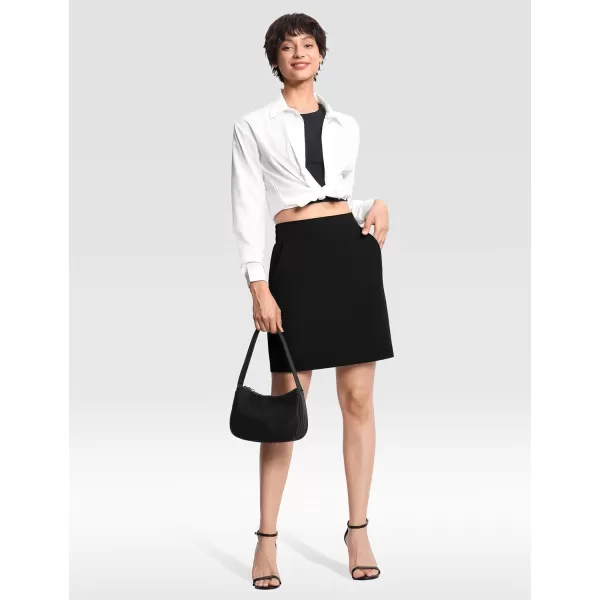THE GYM PEOPLE Womens Golf Skorts Modest Knee Length Athletic Tennis Skirts Builtin Shorts with 4 PocketsBlack