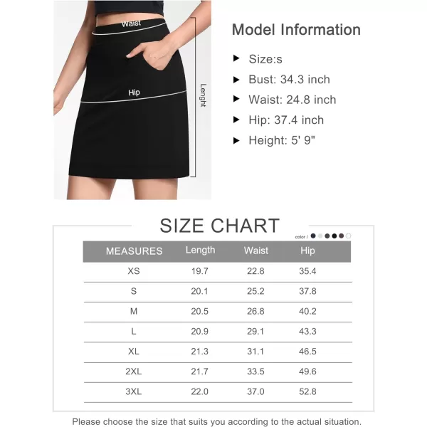 THE GYM PEOPLE Womens Golf Skorts Modest Knee Length Athletic Tennis Skirts Builtin Shorts with 4 PocketsBlack