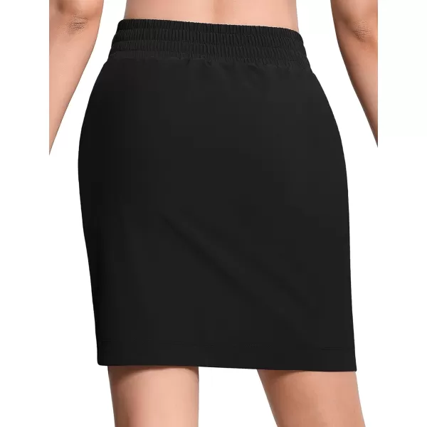 THE GYM PEOPLE Womens Golf Skorts Modest Knee Length Athletic Tennis Skirts Builtin Shorts with 4 PocketsBlack