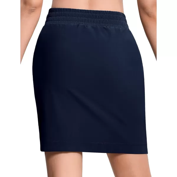 THE GYM PEOPLE Womens Golf Skorts Modest Knee Length Athletic Tennis Skirts Builtin Shorts with 4 PocketsBlue