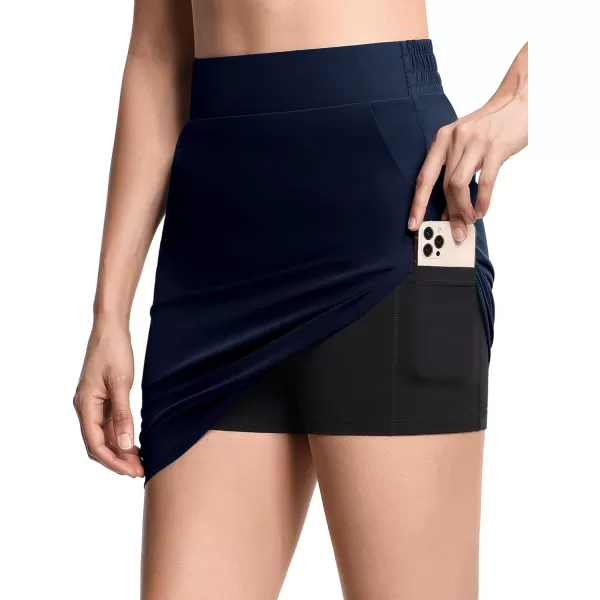THE GYM PEOPLE Womens Golf Skorts Modest Knee Length Athletic Tennis Skirts Builtin Shorts with 4 PocketsBlue