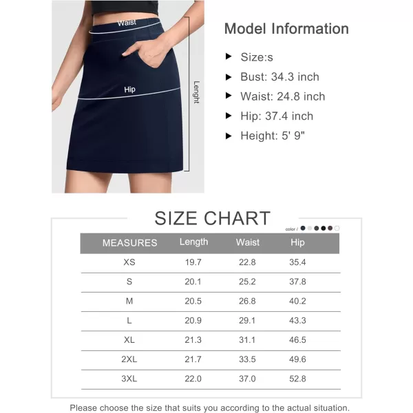 THE GYM PEOPLE Womens Golf Skorts Modest Knee Length Athletic Tennis Skirts Builtin Shorts with 4 PocketsBlue